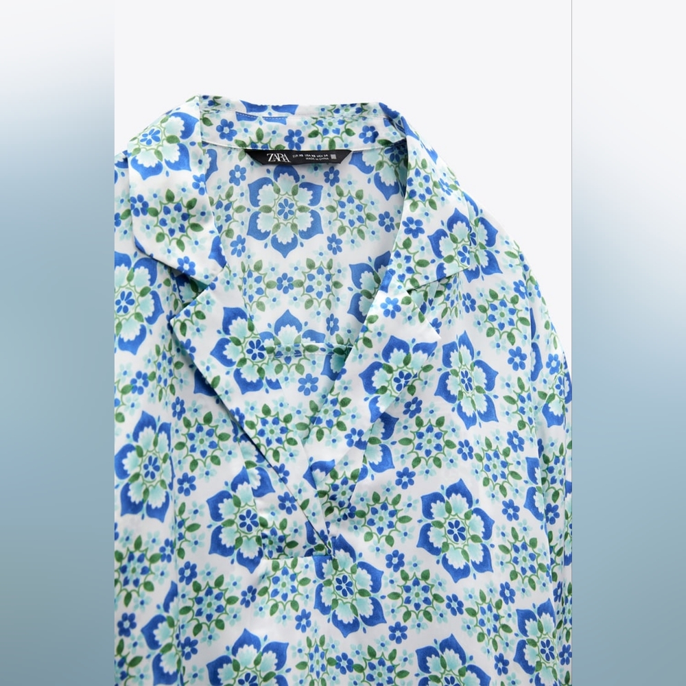ZARA LIMITED EDITION PRINTED SATIN SHIRT - Picture 8 of 11